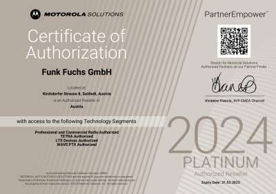 Motorola Platinum Certificate Funk Fuchs GmbH